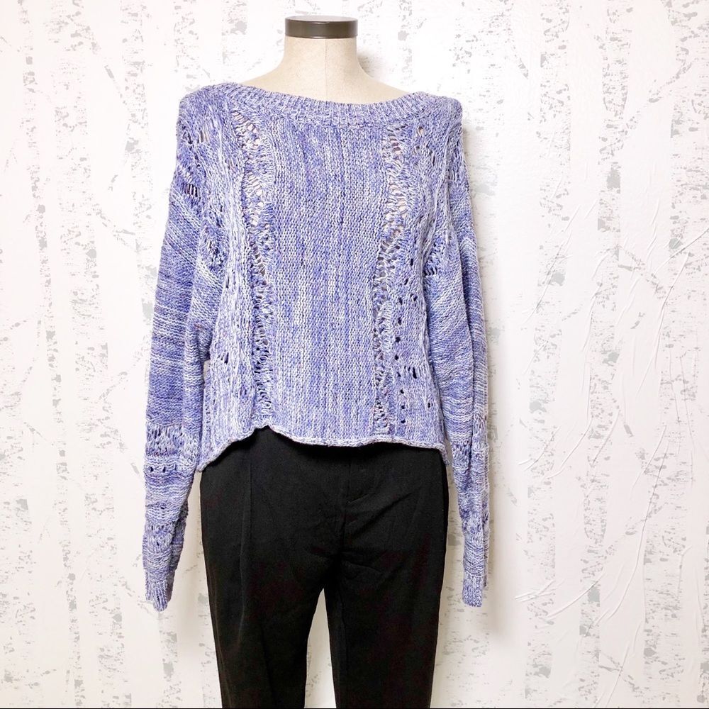 NWT Melrose & Market Dolman Space Dye Sweater - Purple & White - Size M